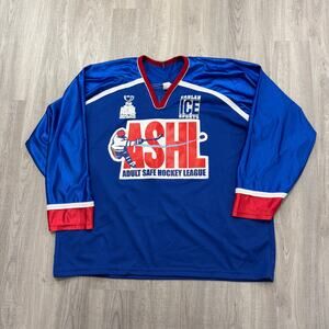 Vintage Adult Hockey League Jersey Men's 2XL XXL Blue Red NHL Sports Polyester